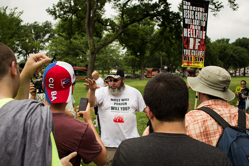 Man Protests the 2016 Reason Rally, Washington, DC